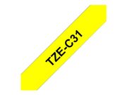 Brother TZeC31 - Svart på fluorescerende gult - Rull (1,2 cm x 5 m) 1 rull(er) laminert teip - for P-Touch PT-1005, 1010, 3600, D210, D400, D450, D800, E550, H101, H110, P300, P900, P950 (TZEC31)
