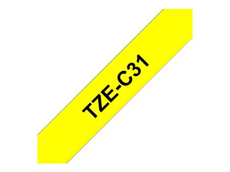 Brother TZeC31 - Svart på fluorescerende gult - Rull (1,2 cm x 5 m) 1 rull(er) laminert teip - for P-Touch PT-1005, 1010, 3600, D210, D400, D450, D800, E550, H101, H110, P300, P900, P950 (TZEC31)