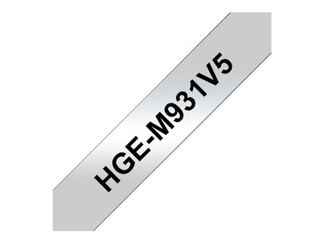 Brother HGE-M931V5 - laminert teip - 5 kassett(er) - Rull (1,2 cm x 8 m) (HGEM931V5)