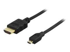 Deltaco HDMI-1023 - HDMI med Ethernet-kabel - mikro-HDMI (hann) til HDMI (hann) - 2 m - svart