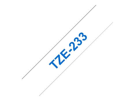 Brother TZe233 - Blått på hvitt - Rull (1,2 cm x 8 m) 1 rull(er) laminert teip - for P-Touch PT-1005, 1880, D200, D450, H105, H110, P300, P900, P950; P-Touch Cube Plus PT-P710 (TZE233)