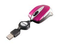 VERBATIM Go Mini Optical Travel Mouse - Mus - høyre- og venstrehåndet - optisk - 3 knapper - kablet - USB - varm rosa