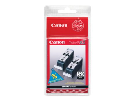 Canon PGI-520BK Twin Pack - 2-pack - 19 ml - svart - original - blekkbeholder - for PIXMA iP3600, iP4700, MP540, MP550, MP560, MP620, MP630, MP640, MP980, MP990, MX860, MX870 (2932B012)