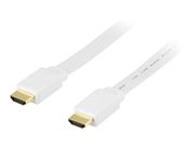 Deltaco HDMI med Ethernet-kabel - HDMI (hann) til HDMI (hann) - 1 m - hvit - flat (HDMI-1010H)