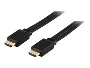 Deltaco HDMI-1030F - HDMI med Ethernet-kabel - HDMI (hann) til HDMI (hann) - 3 m - svart - flat (HDMI-1030F)