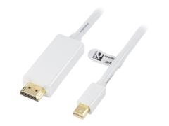Deltaco Videokabel - DisplayPort / HDMI - Mini DisplayPort (hann) til HDMI (hann) - 3 m - hvit