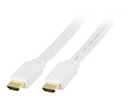 Deltaco HDMI-1020H - HDMI med Ethernet-kabel - HDMI (hann) til HDMI (hann) - 2 m - hvit - flat