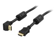 Deltaco HDMI-1015V - HDMI med Ethernet-kabel - HDMI (hann) til HDMI (hann) - 1.5 m - svart - vinkelkontakt (HDMI-1015V)