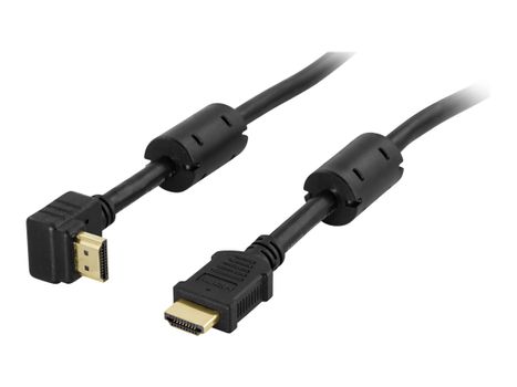 Deltaco HDMI-1015V - HDMI med Ethernet-kabel - HDMI (hann) til HDMI (hann) - 1.5 m - svart - vinkelkontakt (HDMI-1015V)