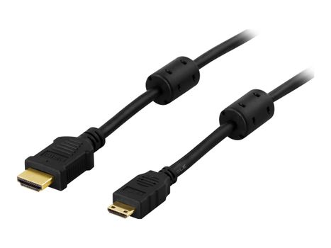 Deltaco HDMI med Ethernet-kabel - HDMI (hann) til mini-HDMI (hann) - 1 m - svart