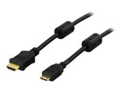 Deltaco HDMI-1026 - HDMI med Ethernet-kabel - mini-HDMI (hann) til HDMI (hann) - 2 m - svart (HDMI-1026)
