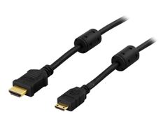 Deltaco HDMI-1026 - HDMI med Ethernet-kabel - mini-HDMI (hann) til HDMI (hann) - 2 m - svart