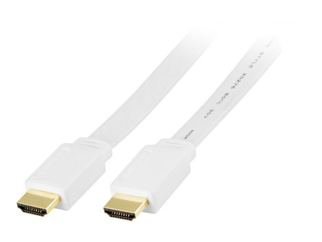 Deltaco HDMI med Ethernet-kabel - HDMI (hann) til HDMI (hann) - 3 m - hvit - flat (HDMI-1030H)