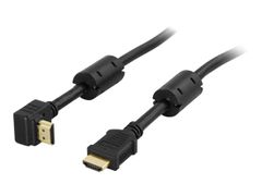 Deltaco HDMI med Ethernet-kabel - HDMI (hann) til HDMI (hann) - 5 m - svart - 90°-kontakt