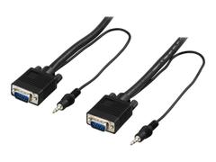 Deltaco VGA-kabel - ministereojakk, HD-15 uten pin 9 (hann) til ministereojakk, HD-15 uten pin 9 (hann) - 15 m - svart