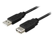 Deltaco USB-forlengelseskabel - USB (hann) til USB (hunn) - USB 2.0 - 5 m - svart (USB2-14S)
