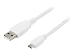 Deltaco USB-kabel - USB (hann) til Micro-USB type B (hann) - USB 2.0 - 2 m - hvit