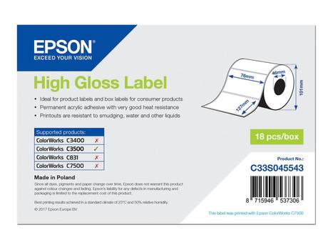 Epson stanseskårne etiketter - høyblank - 250 etikett(er) - 76 x 127 mm (C33S045543)