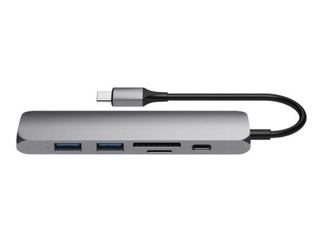 Satechi Slim USB-C MultiPort Adapter V2, Spacegrey,  4K HDMI, 2 x USB3.0, SD/ MicroSD,  USB-C (ST-SCMA2M)