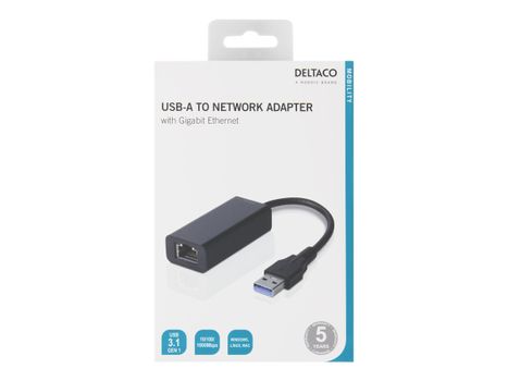 Deltaco USB3-GIGA5 - nettverksadapter - USB 3.0 - Gigabit Ethernet (USB3-GIGA5)