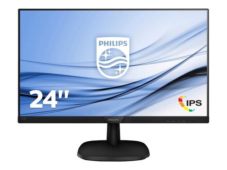 Philips V-line 243V7QDSB - LED-skjerm - 24" (23.8" synlig) - 1920 x 1080 Full HD (1080p) - IPS - 250 cd/m² - 1000:1 - 5 ms - HDMI, DVI-D, VGA - teksturert svart