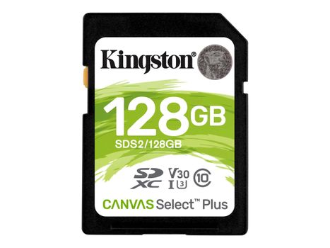 Kingston Canvas Select Plus - flashminnekort - 128 GB - SDXC UHS-I (SDS2/128GB)