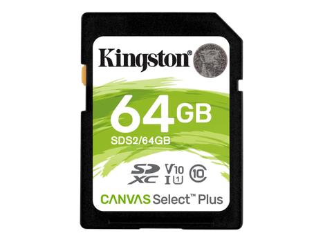 Kingston Canvas Select Plus - flashminnekort - 64 GB - SDXC UHS-I (SDS2/64GB)