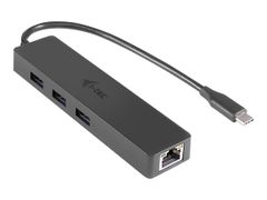 I-TEC USB C Slim 3-port HUB with Gigabit Ethernet adapter - hub - 3 porter