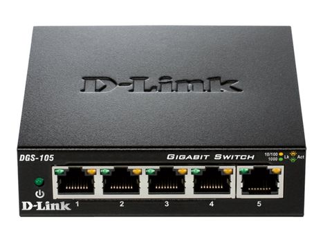 D-LINK DGS 105 - Switch - 5 x 10/ 100/ 1000 - stasjonær (DGS-105/E)