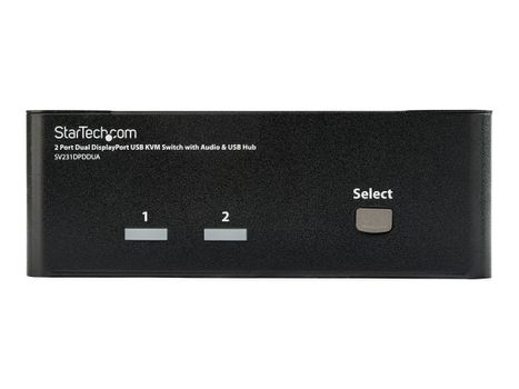 StarTech Dual Monitor DisplayPort KVM Switch - 2 Port - USB 2.0 Hub - Audio and Microphone - DP KVM Switch (SV231DPDDUA) - KVM / lydsvitsj - 2 porter (SV231DPDDUA)