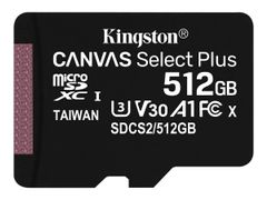Kingston Canvas Select Plus 512GB microSD - A1 - Video Class V30 - UHS Class 3 - Class10