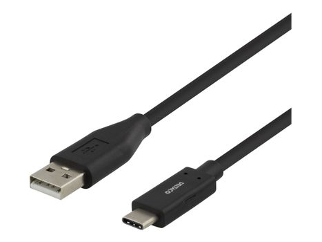 Deltaco USB-kabel - USB (hann) til USB-C (hann) - USB 2.0 - 25 cm - svart (USBC-1002)