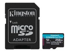 Kingston Canvas Go! Plus 256GB microSD-kort, UHS-I, U3, V30, A2, inkludert SD-adapter