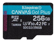 Kingston Canvas Go! Plus 256GB microSD-kort, UHS-I, U3, V30, A2, uten SD-adapter