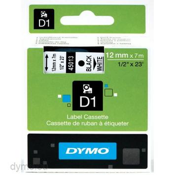 DYMO D1 12mm 1pk, Sort/Hvit (S0720530)
