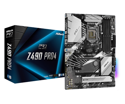ASRock Z490 Pro4 ATX LGA1200 4x DDR4, 2x M.2, 2x PCIe 3.0 x16, 6x SATA3, 2x USB3.1 (1x Type-C), 6x USB3.0