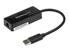 StarTech USB 3.0 Ethernet Adapter - USB 3.0 Network Adapter NIC with USB Port - USB to RJ45 - USB Passthrough (USB31000SPTB) - nettverksadapter - USB 3.0 - Gigabit Ethernet
