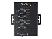 StarTech 4 Port Serial Hub USB to RS232/ RS485/ RS422 Adapter, Industrial USB 2.0 to DB9 Serial Converter Hub, IP30 Rated, Din Rail Mountable Metal Serial Hub, 15kV ESD Protection - 6ft Locking Cable Incl - seri (ICUSB234854I)