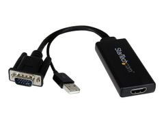 StarTech VGA to HDMI Adapter with USB Audio - VGA to HDMI Converter for Your Laptop / PC to HDTV - AV to HDMI Connector (VGA2HDU) - Videokonverter - VGA - HDMI - svart