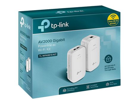 TP-Link Powerline AV2000 - Gigabit Powerline ac Wi-Fi Kit - bro - GigE, HomePlug AV (HPAV), HomePlug AV (HPAV) 2.0, IEEE 1901 - 802.11a/ b/ g/ n/ ac - Dobbeltbånd - veggpluggbar (TL-WPA9610 KIT)