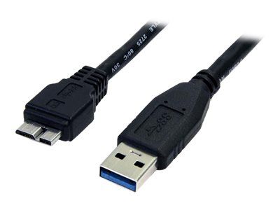 StarTech 0.5m (1.5ft) Black SuperSpeed USB 3.0 Cable A to Micro B - USB 3.0 Micro B Cable - 1x USB 3 A (M), 1x USB 3 Micro B (M) 50cm (USB3AUB50CMB) - USB-kabel - Micro-USB Type B til USB-type A - 50 cm (USB3AUB50CMB)