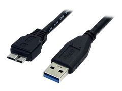 StarTech 0.5m (1.5ft) Black SuperSpeed USB 3.0 Cable A to Micro B - USB 3.0 Micro B Cable - 1x USB 3 A (M), 1x USB 3 Micro B (M) 50cm (USB3AUB50CMB) - USB-kabel - Micro-USB Type B til USB-type A - 50 cm
