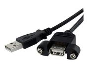 StarTech 3 ft Panel Mount USB Cable A to A F/M - Panel Mount USB Extension USB A-Female to A-Male Adapter Cable 3ft - USB-A (F) Port (USBPNLAFAM3) - USB-forlengelseskabel - USB til USB - 91.4 cm (USBPNLAFAM3)
