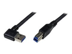 StarTech 3m Black SuperSpeed USB 3.0 Cable - Right Angle A to B - M/M - USB-kabel - USB Type B til USB-type A - 3 m