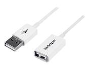 StarTech 2m White USB 2.0 Extension Cable Cord - A to A - USB Male to Female Cable - 1x USB A (M), 1x USB A (F) - White, 2 meter (USBEXTPAA2MW) - USB-forlengelseskabel - USB til USB - 2 m (USBEXTPAA2MW)