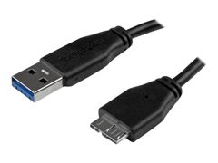 StarTech 1m 3ft Slim USB 3.0 A to Micro B Cable M/M - Mobile Charge Sync USB 3.0 Micro B Cable for Smartphones and Tablets (USB3AUB1MS) - USB-kabel - Micro-USB Type B til USB-type A - 1 m