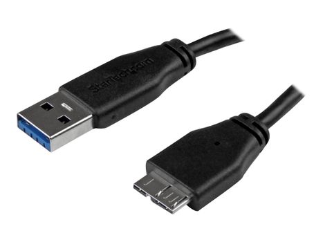 StarTech 1m 3ft Slim USB 3.0 A to Micro B Cable M/M - Mobile Charge Sync USB 3.0 Micro B Cable for Smartphones and Tablets (USB3AUB1MS) - USB-kabel - Micro-USB Type B til USB-type A - 1 m (USB3AUB1MS)