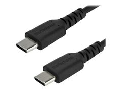 StarTech 1m USB C Charging Cable, Durable Fast Charge & Sync USB 2.0 Type C to USB C Laptop Charger Cord, TPE Jacket Aramid Fiber M/M 60W Black, Samsung S10, S20 iPad Pro MS Surface - Heavy Duty and Rugged - U