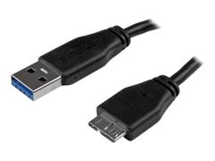StarTech 0.5m 20in Slim USB 3.0 A to Micro B Cable M/M - Mobile Charge Sync USB 3.0 Micro B Cable for Smartphones and Tablets (USB3AUB50CMS) - USB-kabel - Micro-USB Type B til USB-type A - 50 cm