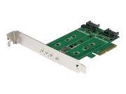 StarTech 3-Port M.2 SSD CARD - 1 x PCIe (NVMe) M.2, 2 x SATA III M.2 - PCIe 3.0 (PEXM2SAT32N1)